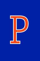 P: Monogram Initial Journal Writing Composition Notebook or Diary. Blue with Orange Alphabet Letter - 6" x 9" 110 College Ruled Blank Lined Pages With Space For Date 108189279X Book Cover