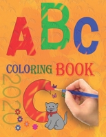 ABC coloring book 2020: black&white Alphabet coloring book for kids ages 2-4. Toddler ABC coloring book. Matching words to pictures. Free pain B08C9987N9 Book Cover