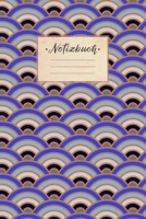 Notizbuch: liniert, 100 Seiten, DIN A5 Format, wei�es Papier, gl�nzendes Softcover f�r hochwertiges Design Notizheft - Tagebuch - Journal - Planer Cover: Blau Braun Orangene Halbkreise Muster Verlauf  1692786105 Book Cover