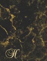 H: College Ruled Monogrammed Gold Black Marble Large Notebook 1097818993 Book Cover