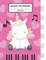 Music Notebook Wide Staff: Cute Unicorn Play Piano/Blank Music Sheet Notebook, Big Staff Paper, Music Manuscript Paper,6 Large Staves per page,8.5x11,100 Pages, For Boys, Girls, Kids, Beginners. 1691021636 Book Cover