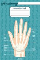 Anatomy composition book: 200 ruled line page 6" x 9"(15.24 x 22.86 cm). Notebook with a detailed scientific view of the human hand and a human eye. 1726260445 Book Cover