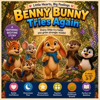 Benny Bunny Tries Again: A Heartwarming Story About Courage, Perseverance, Growth, and Believing in Yourself | An Inspiring Picture Book for Kids Ages 3–7 (Little Hearts, Big Feelings) B0HDJ5FF85 Book Cover