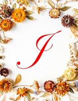 J: Monogram Initial Polar Graph Paper Notebook - 1/4 Inch Centered Polar Coordinates, Polar Sketchbook - Fall Flowers, 8.5" x 11", 100 pages 1717580386 Book Cover