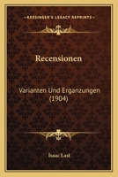 Recensionen: Varianten Und Erganzungen (1904) 1161018794 Book Cover