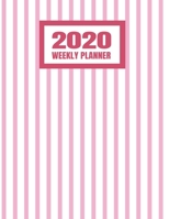 2020 Weekly Planner: January 2020 - December 2020 Calendar Agenda And Daily Schedule For Women And Girls - Pink Stripes Pattern (8.5x11) 1708181962 Book Cover