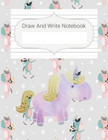 Draw And Write Notebook: Purple Unicorn Story Paper Notebook For Kids, Black & White Blank Handwriting & Sketch Notebook For Primary, Kindergarten, K-3rd, Story Space & Dotted Mid-Line Notebook 1676724842 Book Cover