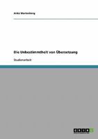 Die Unbestimmtheit von �bersetzung 3638774325 Book Cover