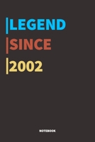 Legend Since 2002 Notebook: Lined Notebook / Journal Gift, 120 Pages, 6x9, Soft Cover, Matte Finish 1677434562 Book Cover