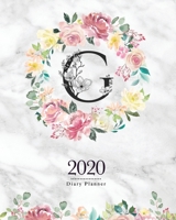 2020 Diary Planner: 8x10 Planner With Watercolor Flowers "G" Monogram On Gray Marble for Woman 1670498018 Book Cover