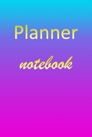 Planner: Blank Notebook Wide Ruled Lined Paper Notepad Writing Pad Practice Journal Custom Personalized First Name Initial P Blue Purple Gold Taking Class Notes, Homework, Studying School Homeschool & 1670878244 Book Cover