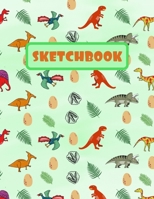 SKETCHBOOK: LARGE SKETCHBOOK TO DRAW IN. LARGE JOURNAL NOTEBOOK. 100 BLANK PAGES PERFECT FOR DOODLING AND SKETCHING. CREATIVE BIRTHDAY GIFT. WORKBOOK AND HANDBOOK. CUTE PREHISTORIC COVER. 1696519209 Book Cover