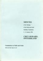 Faith and Order Minutes: F & O Paper no. 167. Cret-Berard Switzerland 2825411299 Book Cover