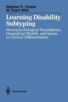 Learning Disability Subtyping : Neurop 1461388120 Book Cover