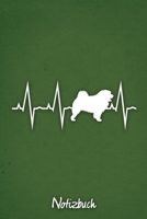 Notizbuch: Grünes kariertes Chow Chow Herzschlag Hunde Notizheft ca DIN A5 weiß kariert 110 Seiten (German Edition) 1650214456 Book Cover