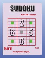 Sudoku-hard Vol.01: 108 pages over 400 challenging puzzels hard sudoku book 1985394944 Book Cover