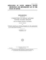 Application of Native American Graves Protection and Repatriation Act in the state of Hawaii 1675879079 Book Cover