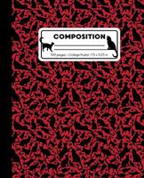 Composition: College Ruled Writing Notebook, Red Cat Pattern Marbled Blank Lined Book 1073358852 Book Cover
