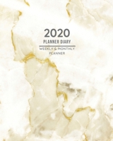 2020 Planner Diary Weekly & Monthly: Daily, Weekly & Monthly Planner With Calendars 2020 2021, To-do Lists, Inspirational Quotes, Cream and Gold Marble Cover 1676757937 Book Cover