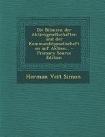 Die Bilanzen Der Aktiengesellschaften Und Der Kommanditgesellschaften Auf Aktien 1016090595 Book Cover