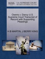 Owens v. Dancy U.S. Supreme Court Transcript of Record with Supporting Pleadings 1270252925 Book Cover