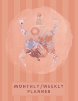 Monthly/Weekly Planner: Striped Orange Japanese Origami Turtle Weekly Planner + Monthly Calendar Views 12 Month Agenda Planner Gift For Tortoise Lovers 1676076468 Book Cover