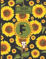 2020 Monthly Planner: Smiling Sloth Sunflowers Personalized Monogram Initial F Letter F Appointment Calendar Organizer And Journal For Writing 1710171553 Book Cover