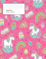 Unicorn Pink Pattern Composition College Ruled Book (7.44 x 9.69) 200 pages V11 1723312681 Book Cover