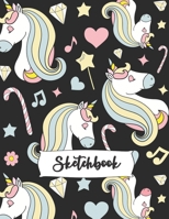 Sketchbook: Large Journal With Blank Paper For Drawing And Sketching & Crayon Coloring for Girls, unicorn 109 Pages, 8.5" x 11" (Kids Drawing Books) 1711013552 Book Cover