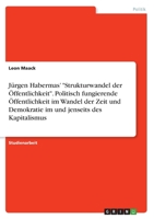 Jürgen Habermas' Strukturwandel der Öffentlichkeit. Politisch fungierende Öffentlichkeit im Wandel der Zeit und Demokratie im und jenseits des Kapitalismus 3346721752 Book Cover