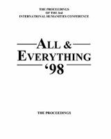 The Proceedings of the 3rd International Humanities Conference: All & Everything 1998 1905578164 Book Cover