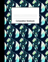 Composition Notebook: Wide Ruled Notebook Boho Dreamcatcher Feathers Aqua Blue Design Cover 1089110200 Book Cover