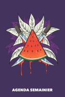 Agenda Semainier: Tranche de melon A5 manuscrit florale - Carnet hebdomadaire 52 semaines pour les gens à la mode (violet) (French Edition) 1688015906 Book Cover