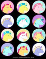 Unicorn Sticker Album For Girls: 100 Plus Pages For PERMANENT Sticker Collection, Activity Book For Girls, Black - 8.5 by 11 1975947363 Book Cover
