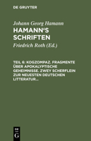 Hamann’s Schriften, Teil 6 1246320940 Book Cover