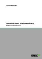 Emissionszertifikate als Anlagealternative 3640744446 Book Cover