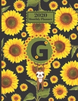 2020 Monthly Planner: Smiling Sloth Sunflowers Personalized Monogram Initial G Letter G Appointment Calendar Organizer And Journal For Writing 171017188X Book Cover