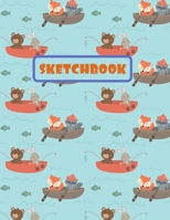 SKETCHBOOK: LARGE ANIMAL SKETCHBOOK TO DRAW IN. LARGE JOURNAL NOTEBOOK. 100 BLANK PAGES PERFECT FOR DOODLING AND SKETCHING. CREATIVE BIRTHDAY GIFT. ... HANDBOOK. CUTE RABBIT AND BEAR FISHING COVER. 1696441072 Book Cover