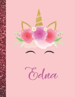 Edna: Edna Marble Size Unicorn SketchBook Personalized White Paper for Girls and Kids to Drawing and Sketching Doodle Taking Note Size 8.5 x 11 1658511840 Book Cover