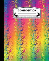 Composition: Unicorn Neon Rainbow Marble Composition Notebook Wide Ruled 7.5 X 9.25 In, 100 Pages Book for Girls, Kids, School, Students and Teachers 1721774971 Book Cover