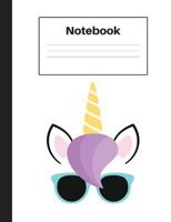 Notebook: Unicorn Blue Glasses, Graph Paper 5x5, Notebook Home Office School Student Teacher Homeschool, 7.4 x 9.7 in, 200 pages for kids, school, home, students, teachers 1724217909 Book Cover