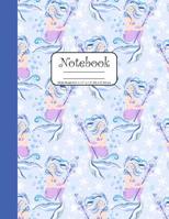 Notebook Wide Ruled 8.5" x 11" in / 21.59 x 27.94 cm: Composition Book, Mermaids in Pastel Blue and Purple Cover, C860 1078001170 Book Cover