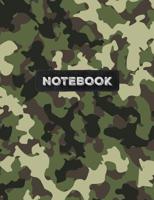 Notebook: Cool Army Green Camo Camouflage Wide Ruled Composition Note Book, Diary or Journal 100 pages 7.44 x.9.69 Size 1098642872 Book Cover