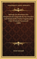 Beitrage Zur Kenntniss Der Klopstocksehen Jugendlyrik 1530972701 Book Cover