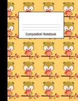 Composition Notebook: Wide Ruled Kids Writing Book Cute Owls on Peach Design Cover 1089070268 Book Cover