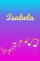 Isabela: Sheet Music Note Manuscript Notebook Paper Pink Blue Gold Personalized Letter I Initial Custom First Name Cover Musician Composer Instrument Composition Book 12 Staves a Page Staff Line Notep 1706639686 Book Cover