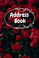 Address Book: Red Flowers Notebook Perfect for Keeping Track of Addresses, Email, Mobile, Work & Home Phone Numbers 1675867658 Book Cover