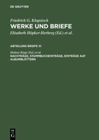 Werke Und Briefe Nachtrage, Stammbucheintrage 3110191229 Book Cover