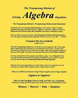 The Transposing Method of Solving ALGEBRA Equations: The Transposing Method is Transforming Mathematics Education 1453865713 Book Cover