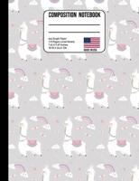 Composition Notebook 4x4 Graph Paper: Cute Llama & Rainbows Back to School Composition Book for Teachers, Students, Kids and Teens 1074851919 Book Cover